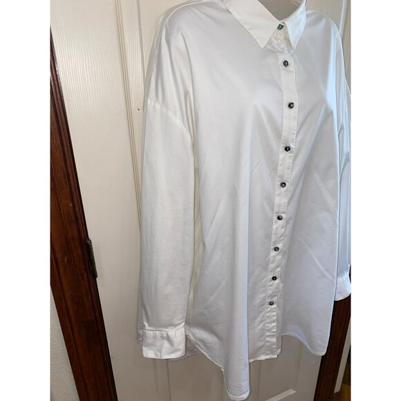 Mother Oxford Womens White Button-Up Boyfriend Shirt With Collared Neck & Long S - Picture 11 of 14